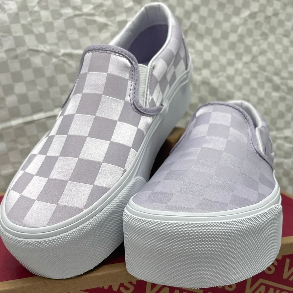 Vans Classic Slip-On Stackform Satin Checkerboard Lilac VN000CN1LLC Platform